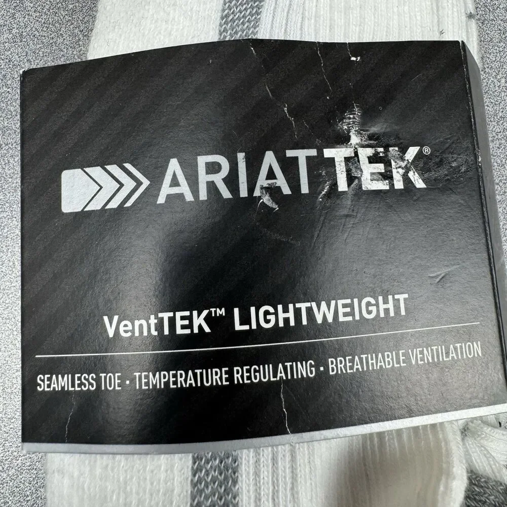 Ariat VentTEK VentTek Performance Size M 5-9 Socks Low Cut 3 Pairs White New
